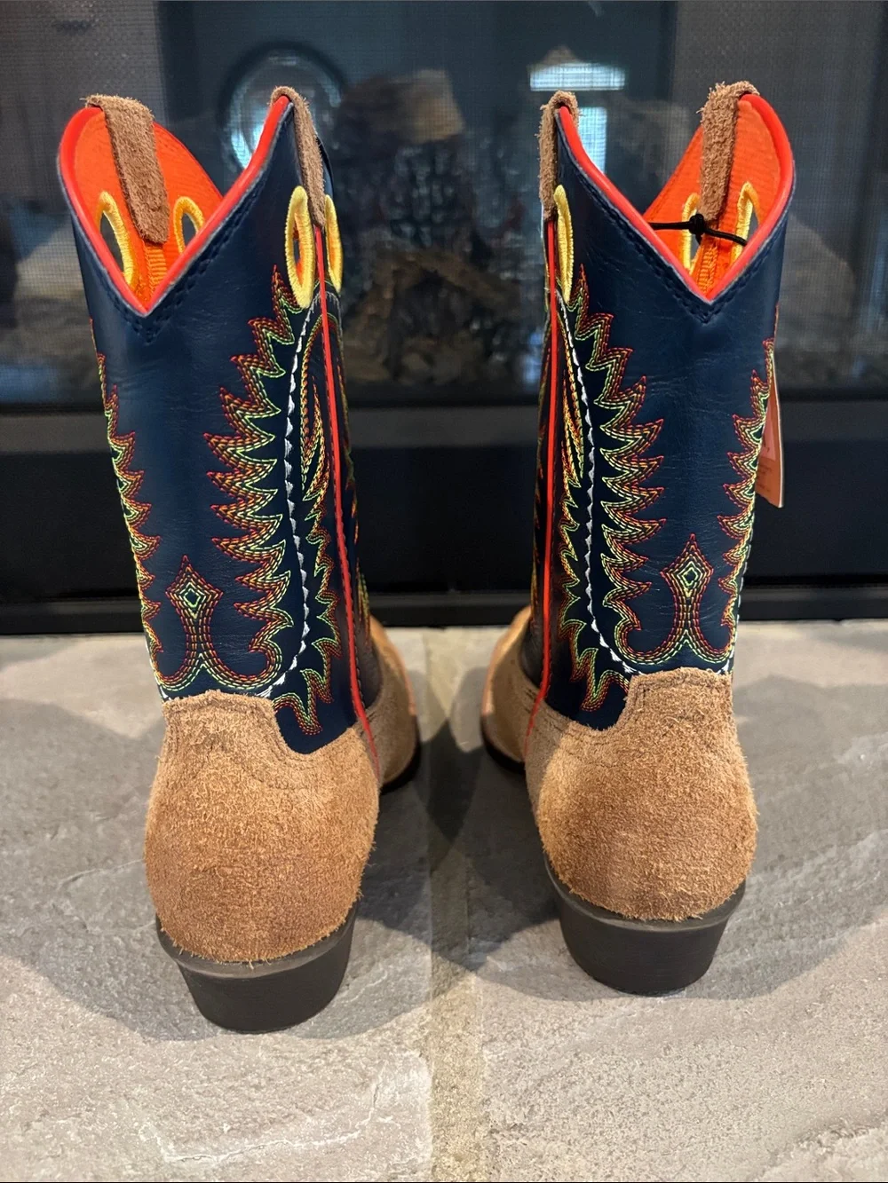 Ariat Derby Monroe Tan Roughout Inkwell Wiggle room,Western Leather Boots